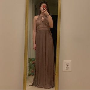 long mauve halter neck keyhole dress ✨